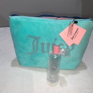 Juicy couture blue Cosmetics bag zip close and travel bottle new with tags‎